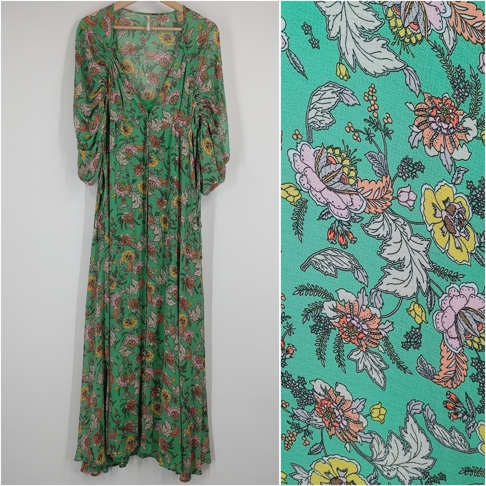 Free People Green Floral Maxi Dress